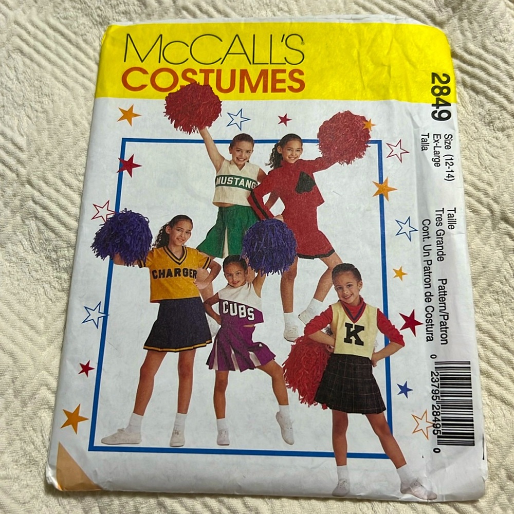 Mccalls Sewing Pattern 2849 Costumes Cheerleader Size 12-14 Uncut 2000 School